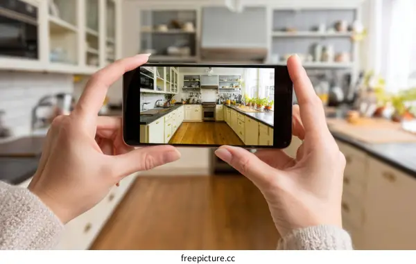 Kitchen Interior View Through Smartphone