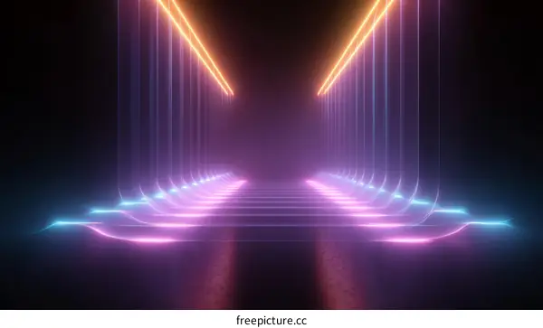 Neon Light Corridor Futuristic Abstract Design