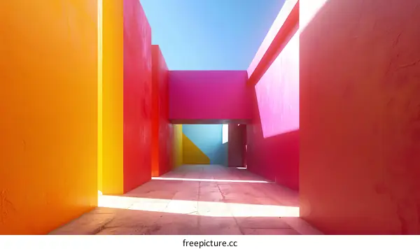 geometric shapes painted in bright colors