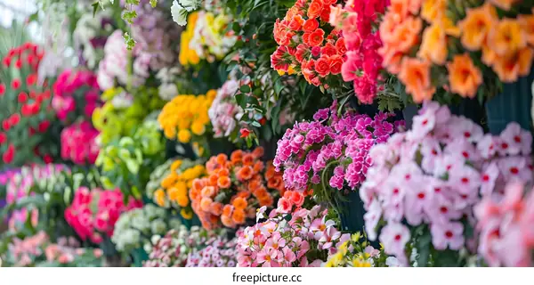 Colorful Flowers In A Row