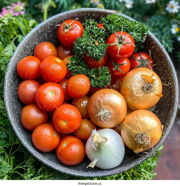 Freshly Picked Organic Vegetables from the Garden