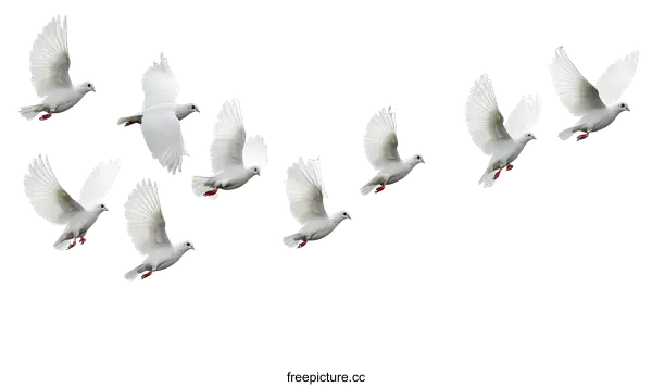 [Transparent Background PNG]White Doves in Flight Freedom