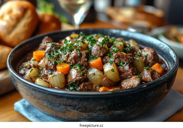 Beef Stew in a Stylish Bowl