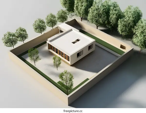 Modern House Design with Surrounding Trees