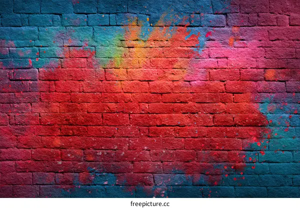 Colorful Graffiti Painted Brick Wall Background