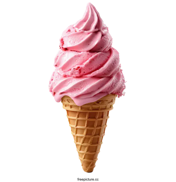 [Transparent Background PNG]Pink Strawberry Ice Cream Cone