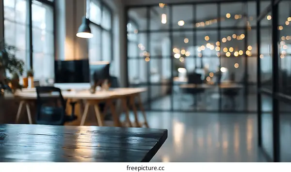 Modern Office Space Blurred Background View