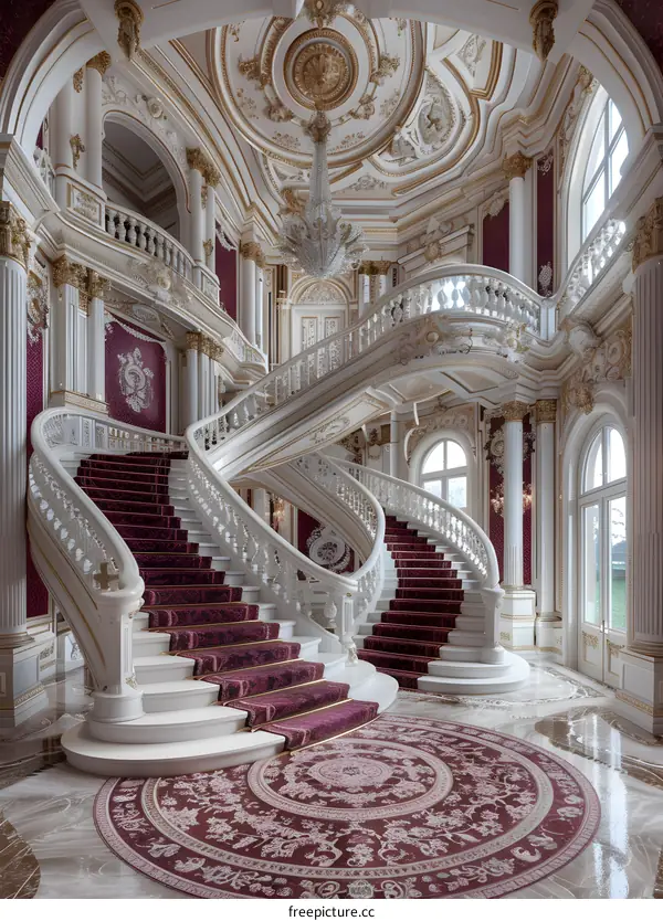 Grand Staircase in Luxurious Palace Interior