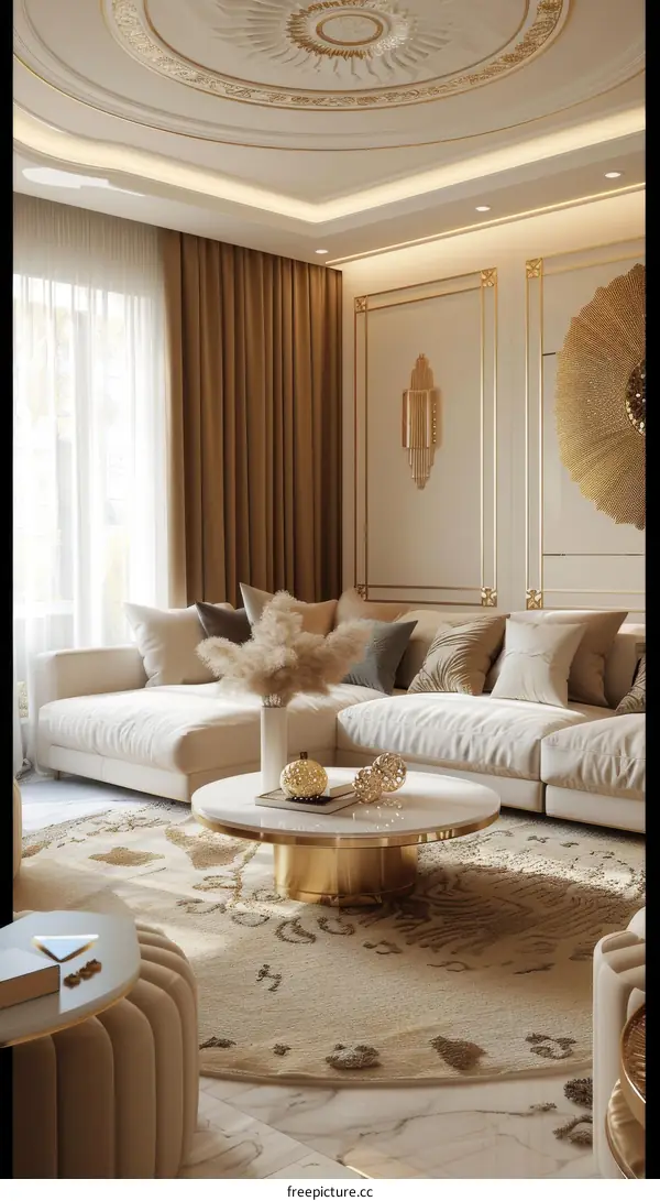 Modern Living Room with Gold Accents
