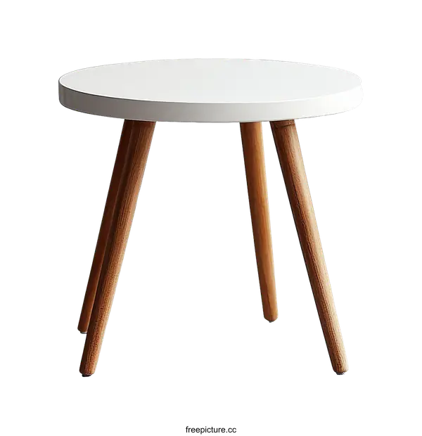 [Transparent Background PNG]Modern Round White Wooden Table