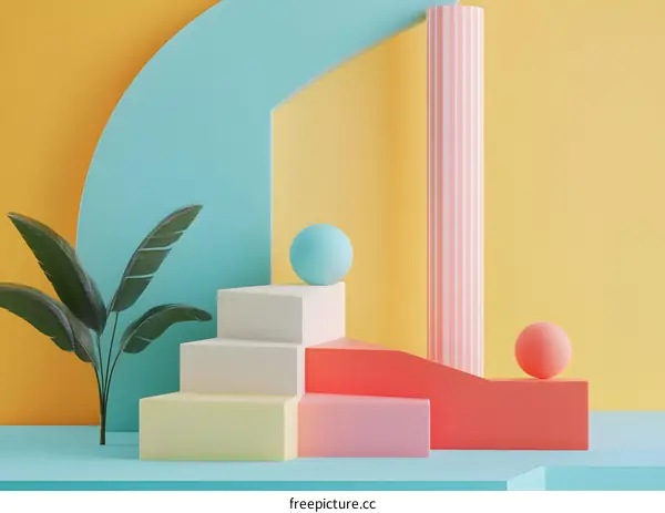 Abstract Minimalist 3D Background with Pastel Colors and Geometric Shapes