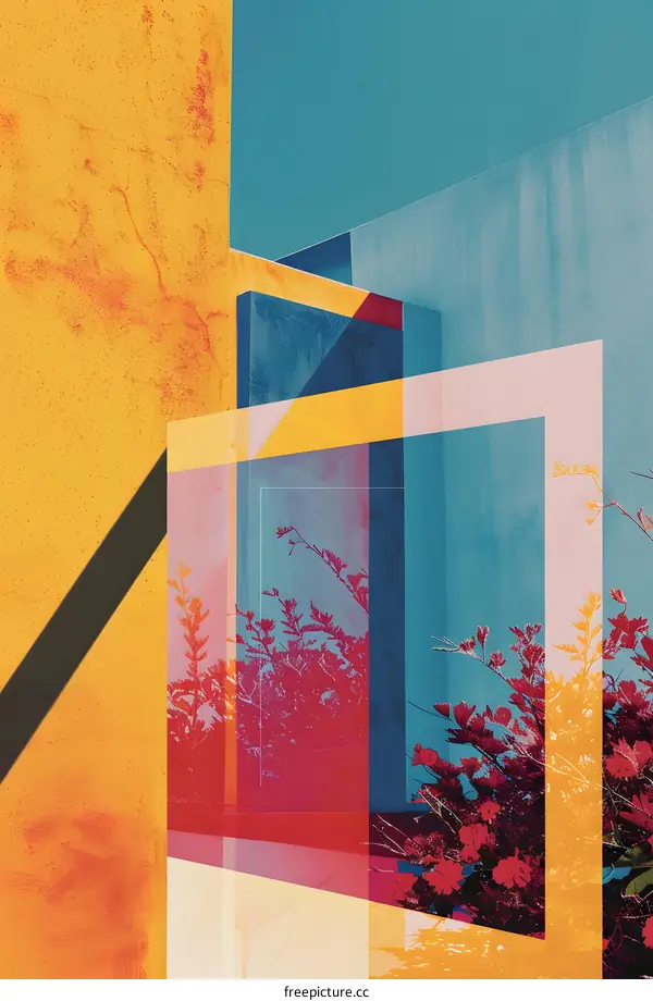 Abstract Geometric Background With  Multicolored  Shapes And Lines