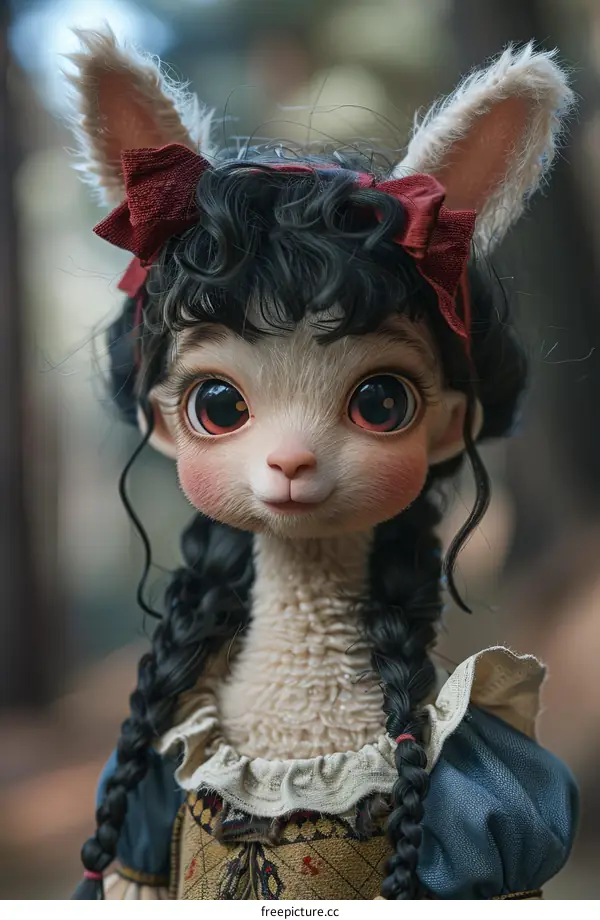 3D rendering of a llama wearing a red bow