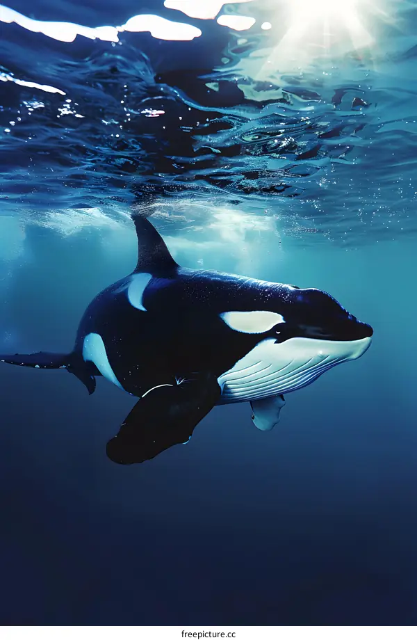 Orca Whale Underwater Sunlight