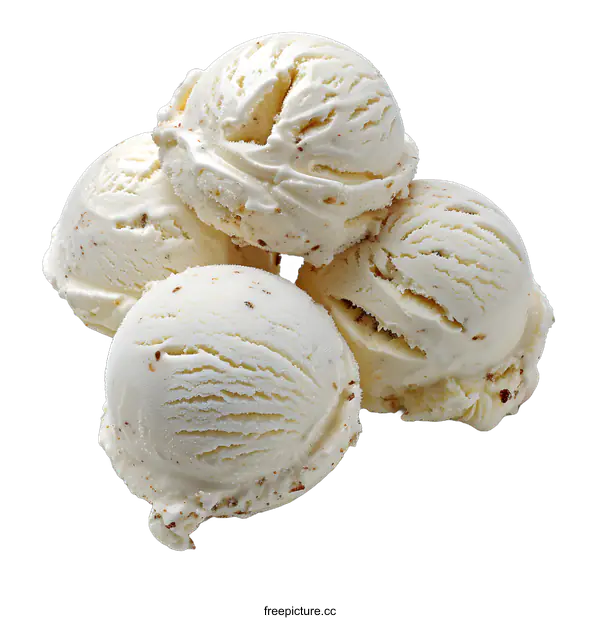 [Transparent Background PNG]Four white vanilla ice cream balls