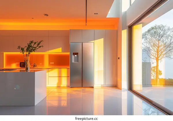 Open and airy kitchen in a modern minimalist home