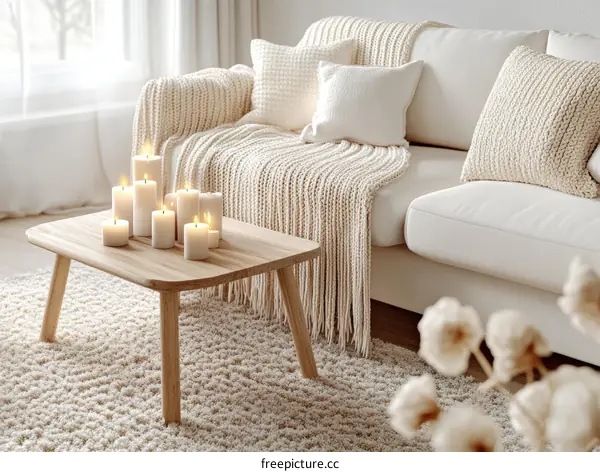 Cozy Living Room Interior Design with Candles