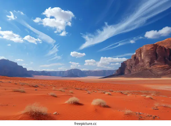 Striking Red Sand Desert with Clear Blue Sky