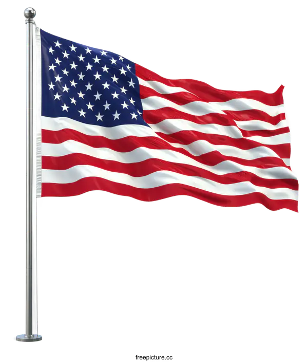 [Transparent Background PNG]American Flag Waving in the Wind