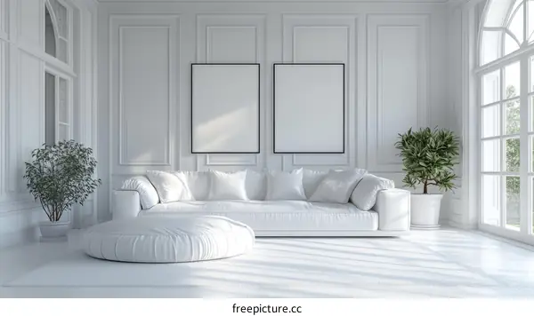 Elegant White Living Room Interior Design