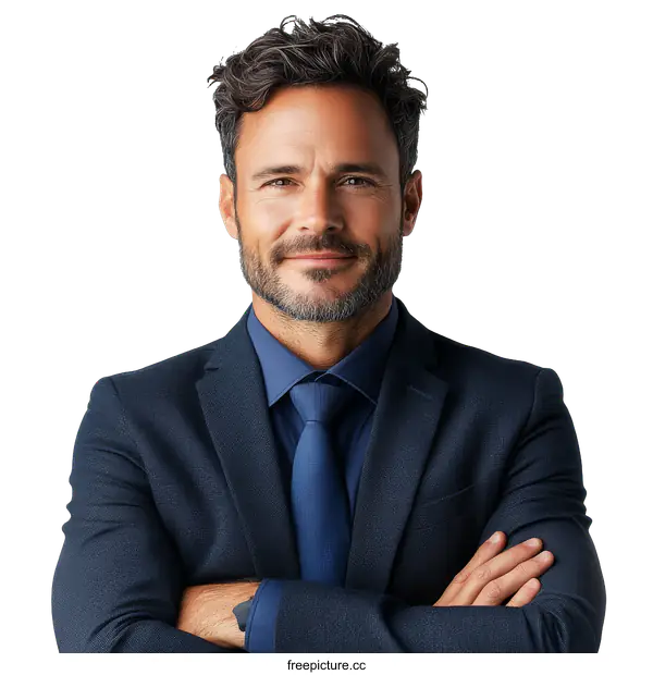 [Transparent Background PNG]Confident Businessman Portrait