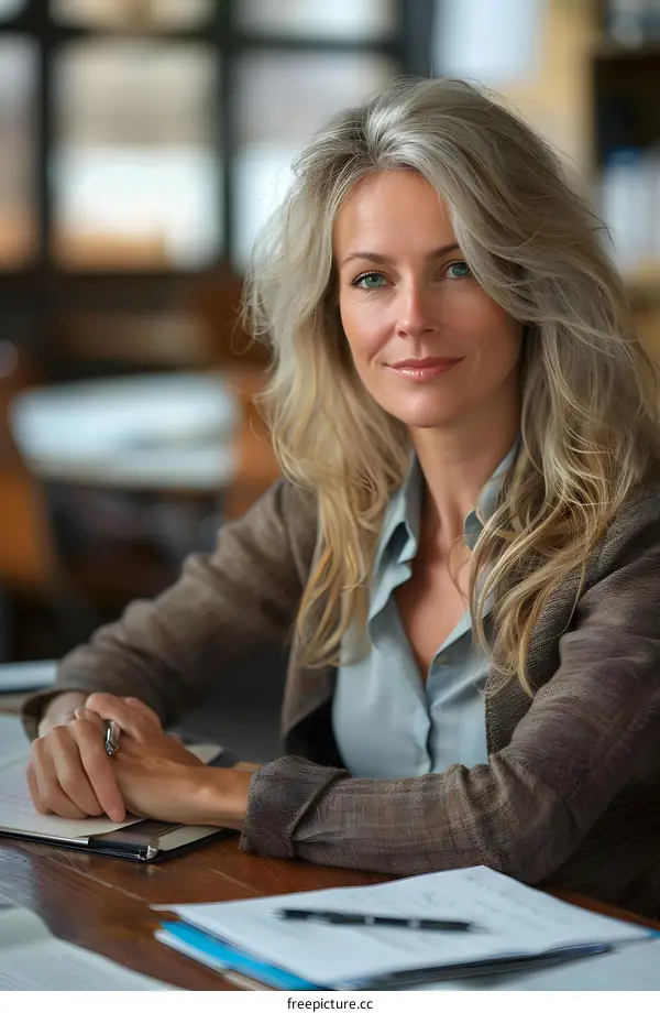 Portrait of a smiling businesswoman sitting at her desk