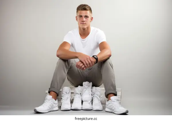 Young man with white shoes