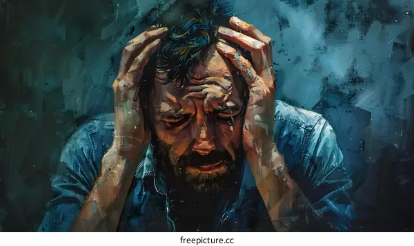 Portrait of a man with his hands on his head