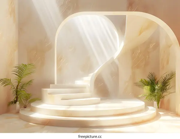 Interior Design Render of a Modern Arch Staircase with Clean Lines