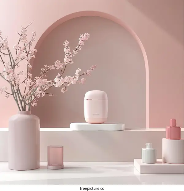 An Aroma Diffuser on a White Table with a Pink Background