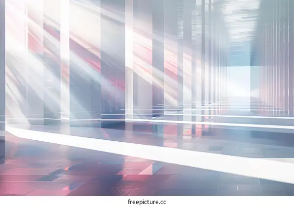 Futuristic Corridor with Pink and Blue Lighting