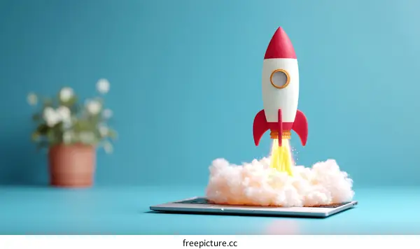 Rocket Launch Illustration Startup Business Growth