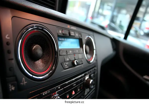 Car Audio System Interior Close-up