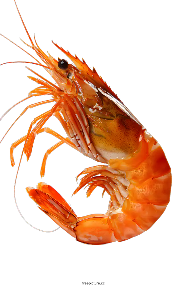 [Transparent Background PNG]A large orange shrimp isolated on a white background