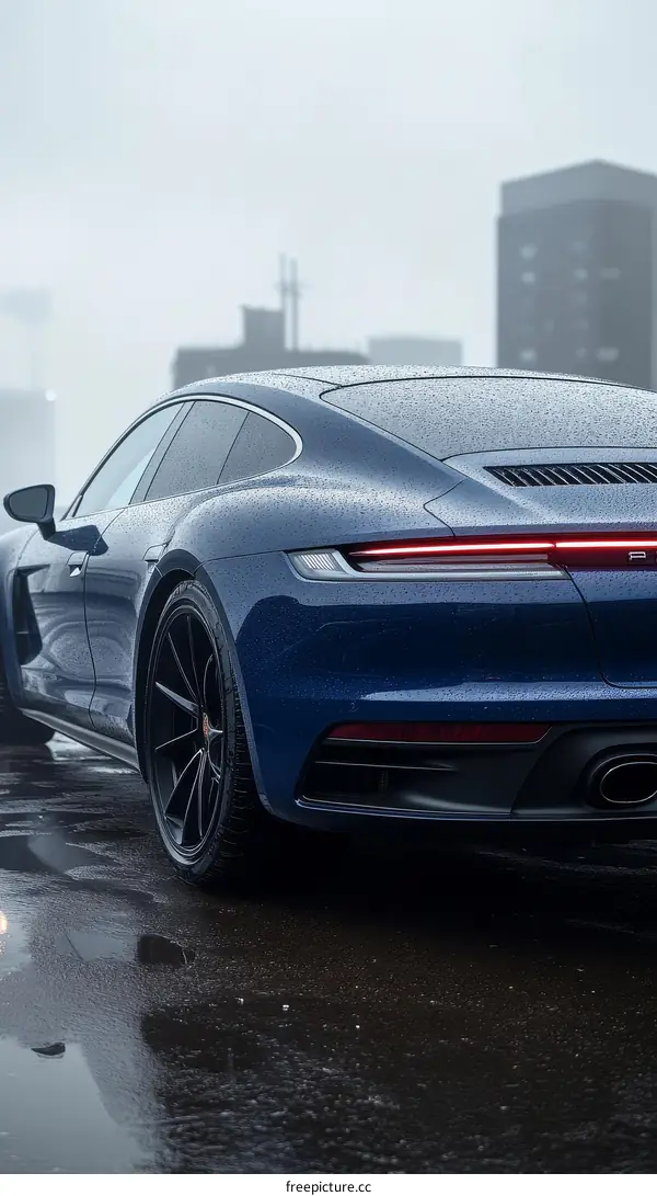 Rainy Day Luxury Sports Car