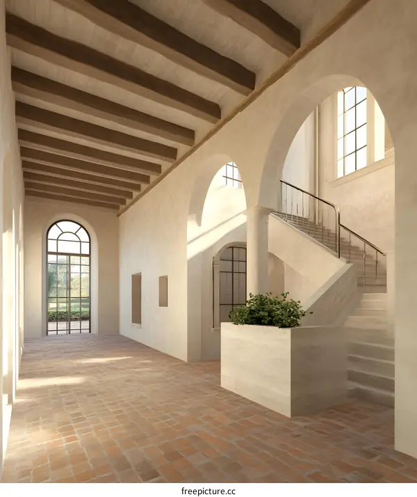 Classic Interior Design With White Walls And Exposed Wooden Beams