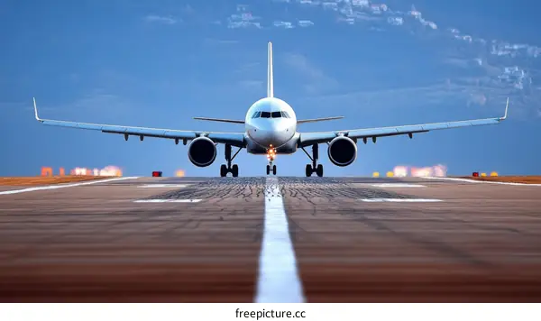 Airplane Landing on Runway