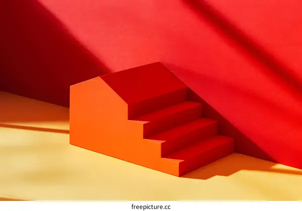 Abstract Minimalist Red and Orange Stairs Background
