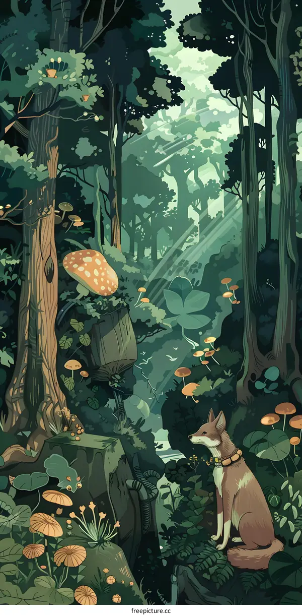 Forest Illustration with a Fox