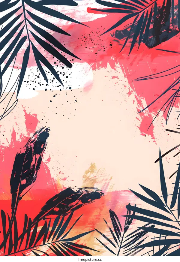 Abstract Palm Leaves Painting Background