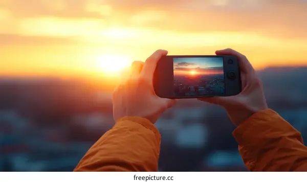 Sunrise Cityscape Photo Captured on Mobile Phone