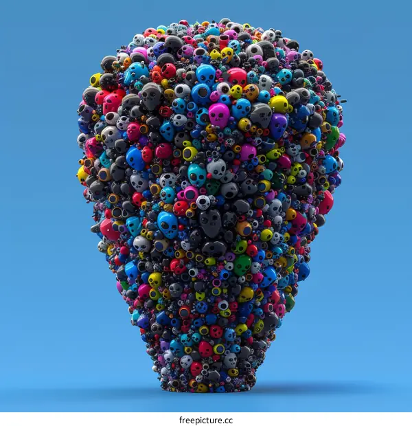 Colorful Alien Skull 3D Rendering