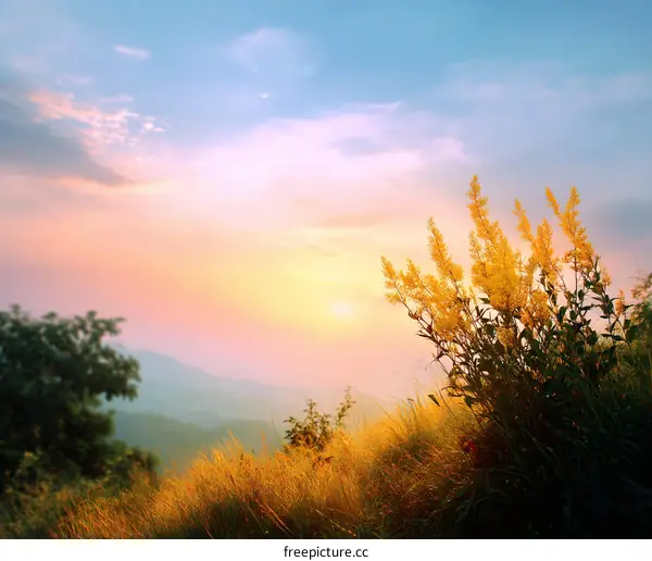 Golden Sunset Over Mountain Meadow