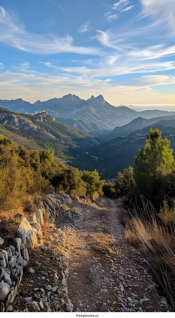 Mountain Path Leading Through Forest to Scenic Landscape
