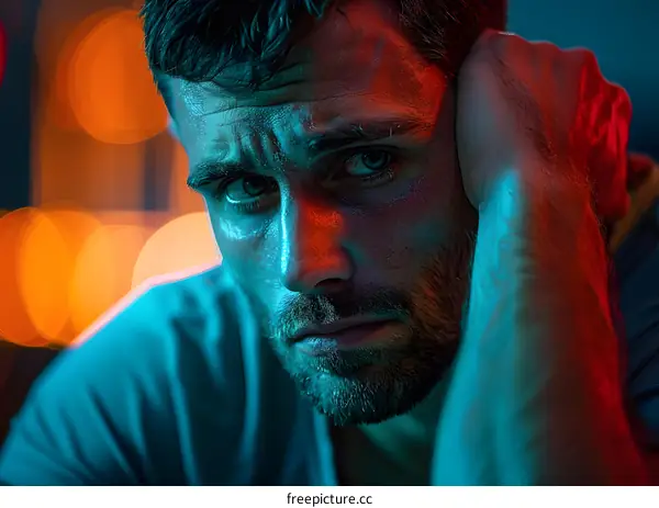 Man with Colorful Lighting