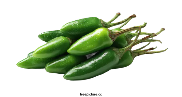 [Transparent Background PNG]Fresh Green Chili Peppers Close Up