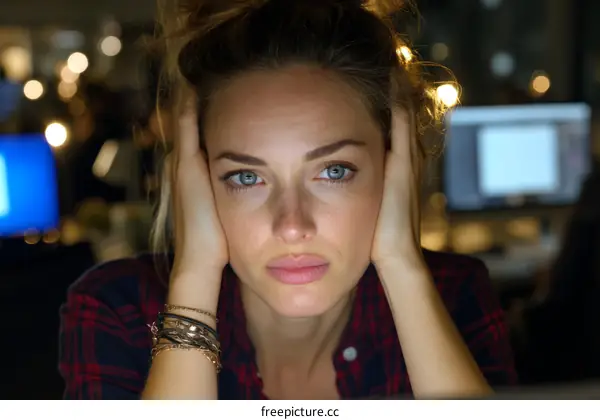 Woman Tired After Long Work Day