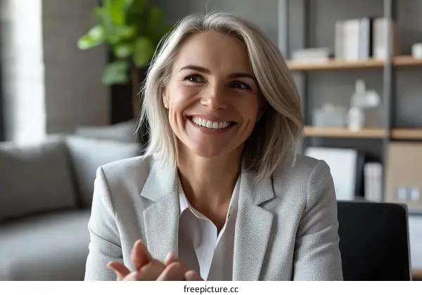 Business Woman Smiling Portrait in Office