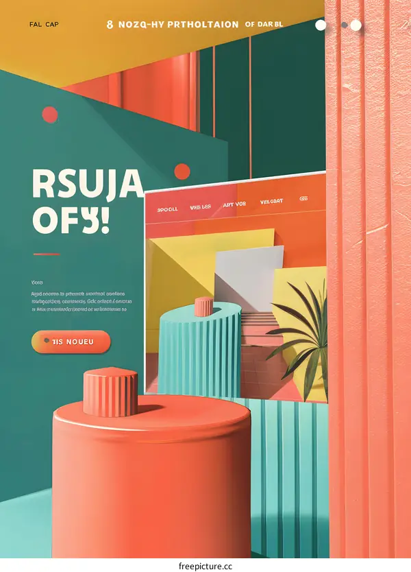 Abstract Geometric Illustration With Red And Green