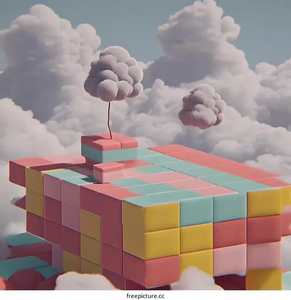 Abstract 3D Colorful Cloud Cubes